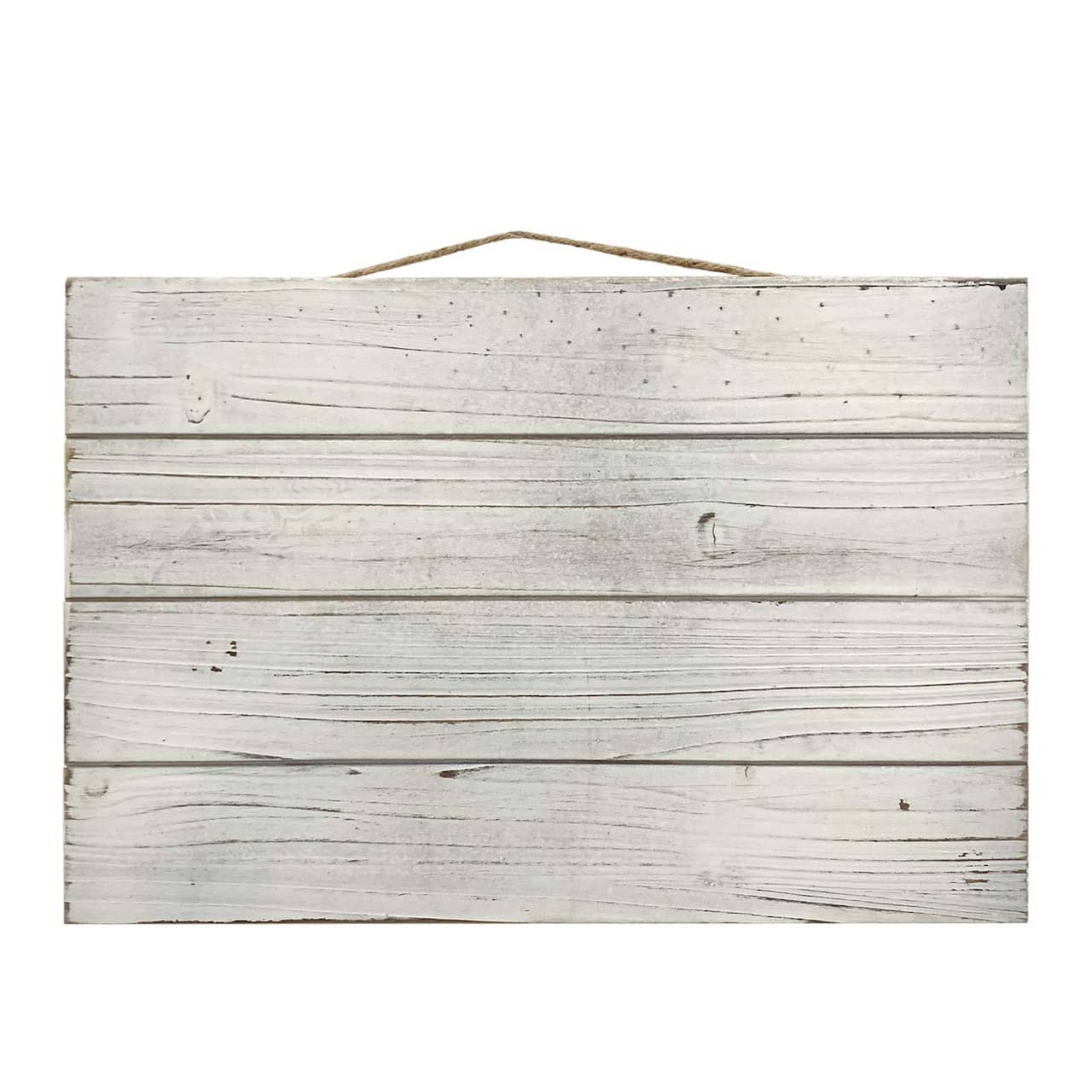 17&#x22; Whitewashed Wooden Rectangle Plaque by Make Market&#xAE;
